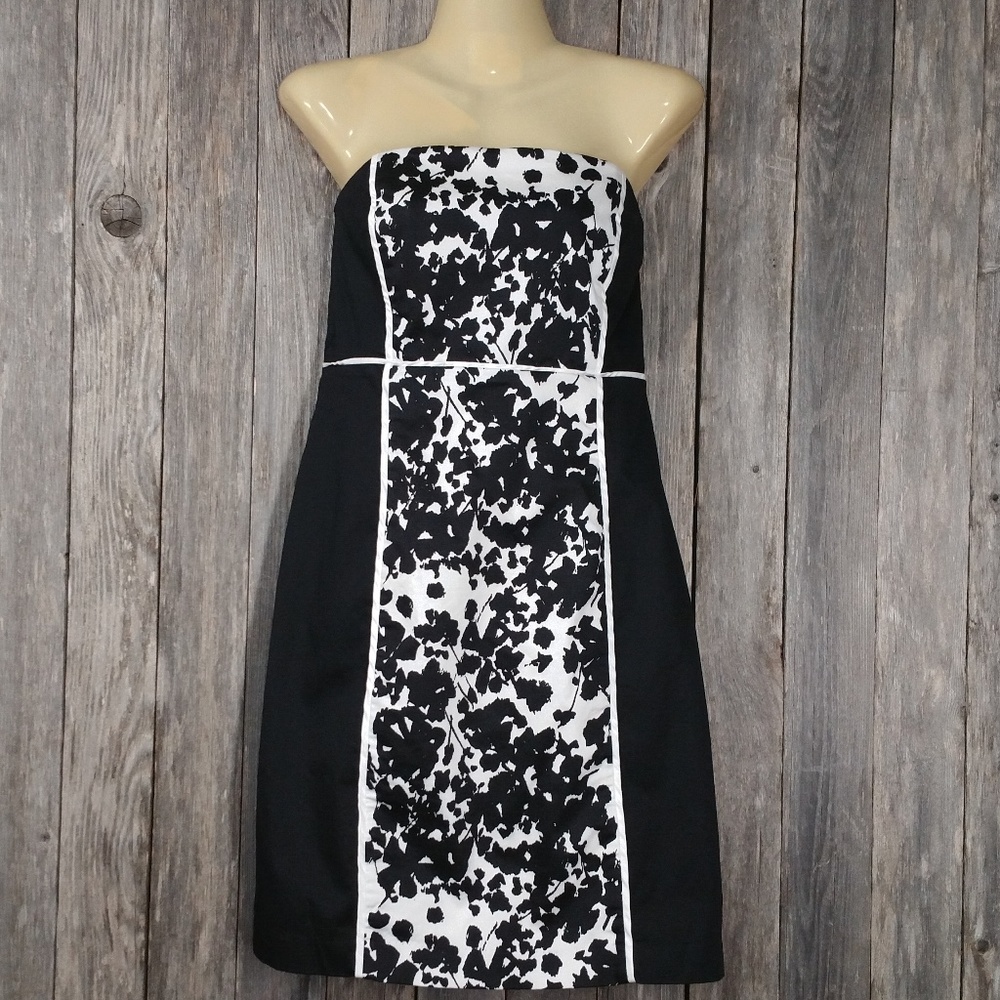 New York & Co Size 6 Dress Black White Strapless